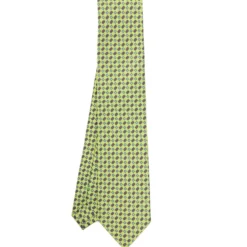 CRAVATTA SARTORIALE CLASSICA IN SETA VERDE CHIARO Microfantasia fiore