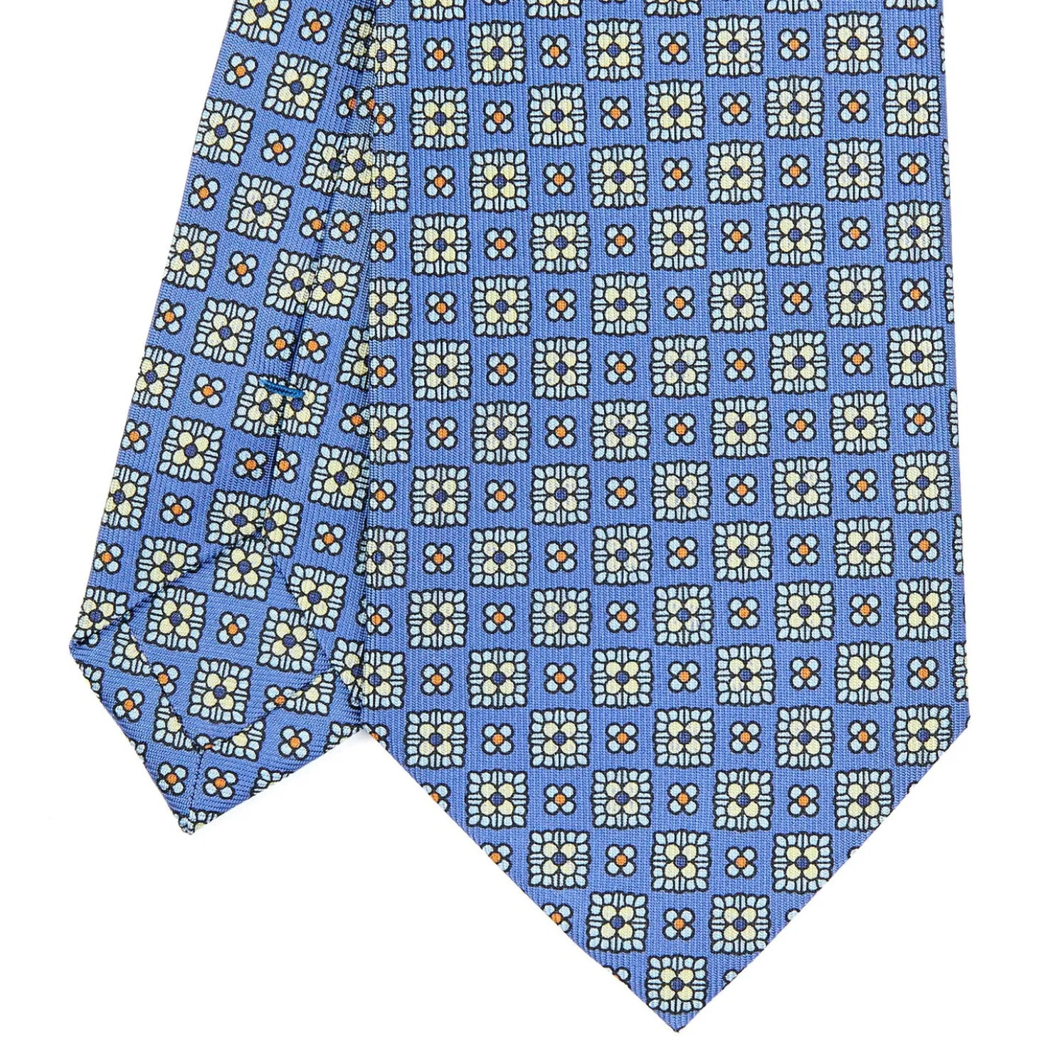 CRAVATTA SARTORIALE CLASSICA IN SETA AZZURRO POLVERE Microfantasia fiore