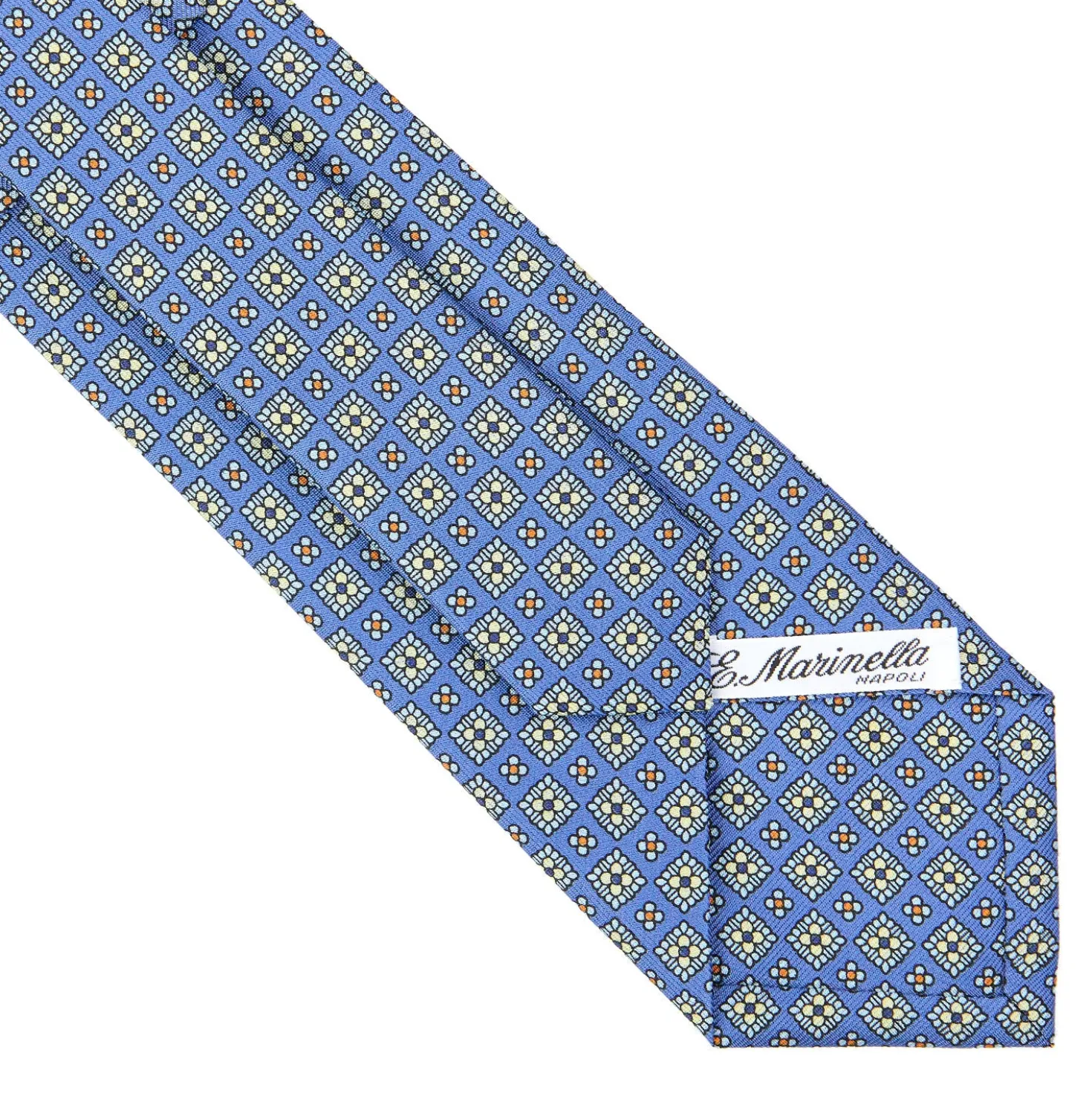 CRAVATTA SARTORIALE CLASSICA IN SETA AZZURRO POLVERE Microfantasia fiore