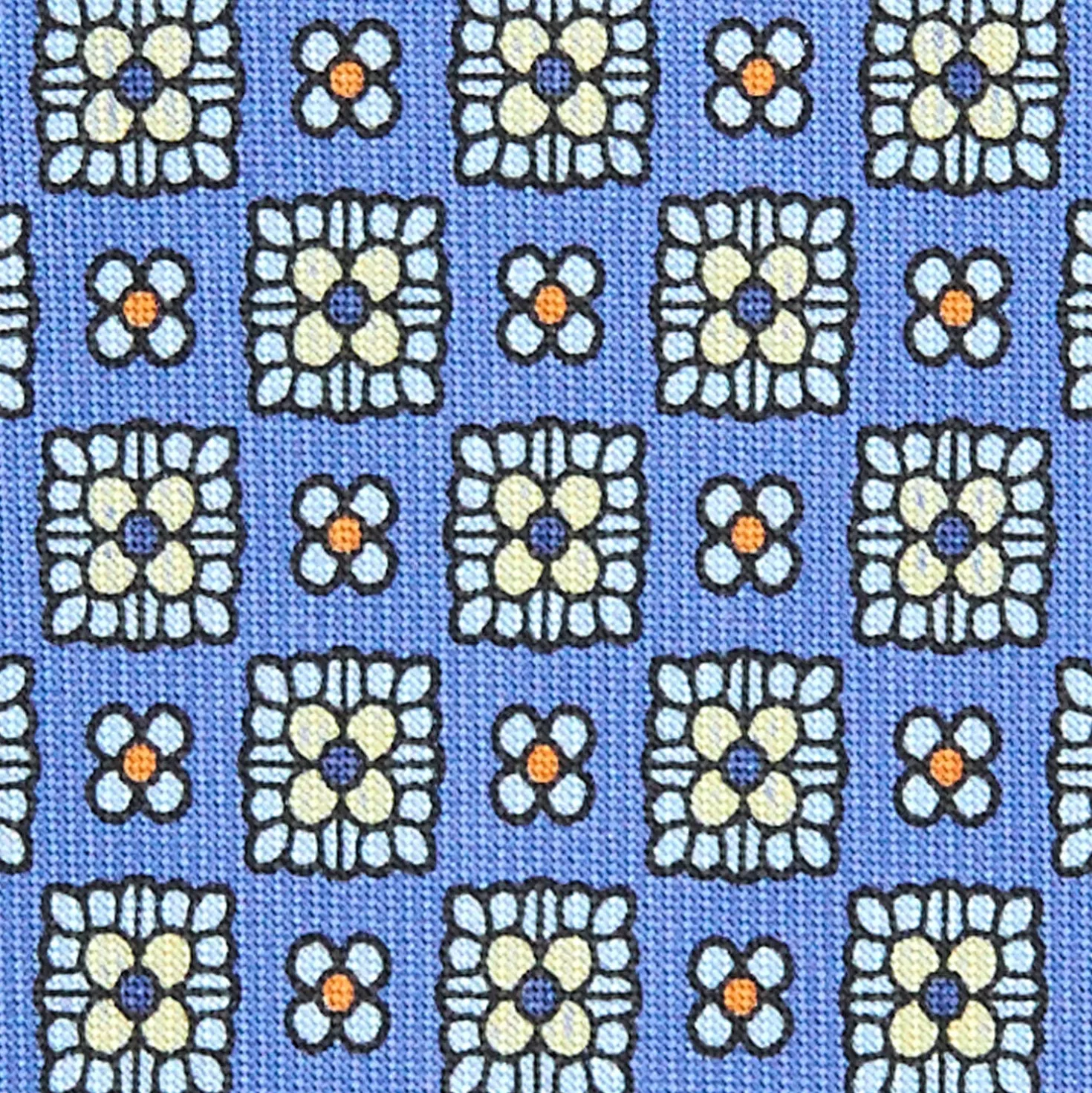 CRAVATTA SARTORIALE CLASSICA IN SETA AZZURRO POLVERE Microfantasia fiore