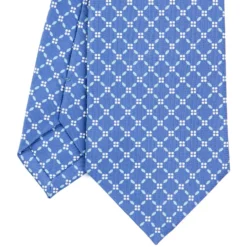 CRAVATTA SARTORIALE CLASSICA IN SETA AZZURRO POLVERE Microfantasia fiore