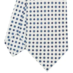 CRAVATTA SARTORIALE CLASSICA IN SETA BIANCA Microfantasia fiore