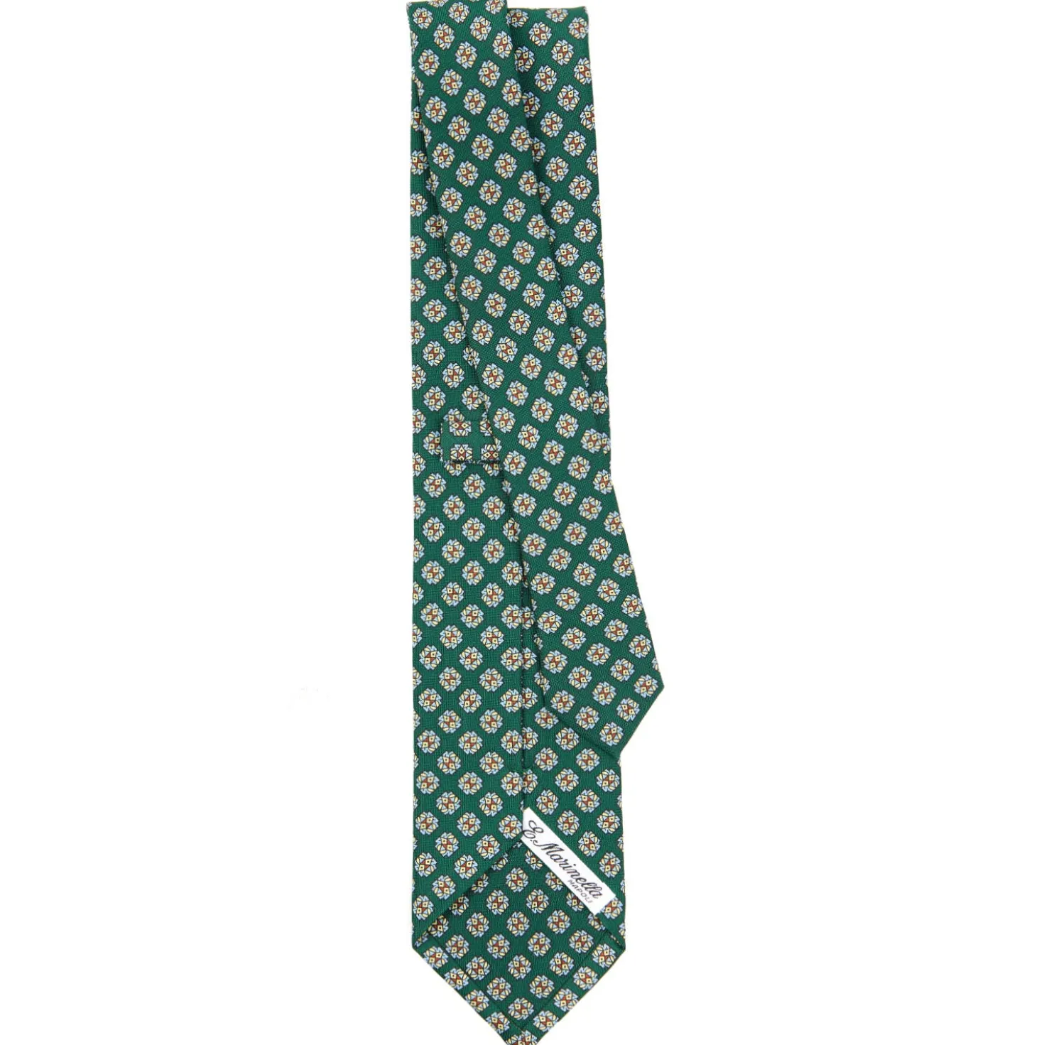 CRAVATTA SARTORIALE CLASSICA IN SETA VERDE SCURO Microfantasia fiore