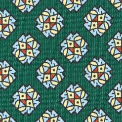 CRAVATTA SARTORIALE CLASSICA IN SETA VERDE SCURO Microfantasia fiore
