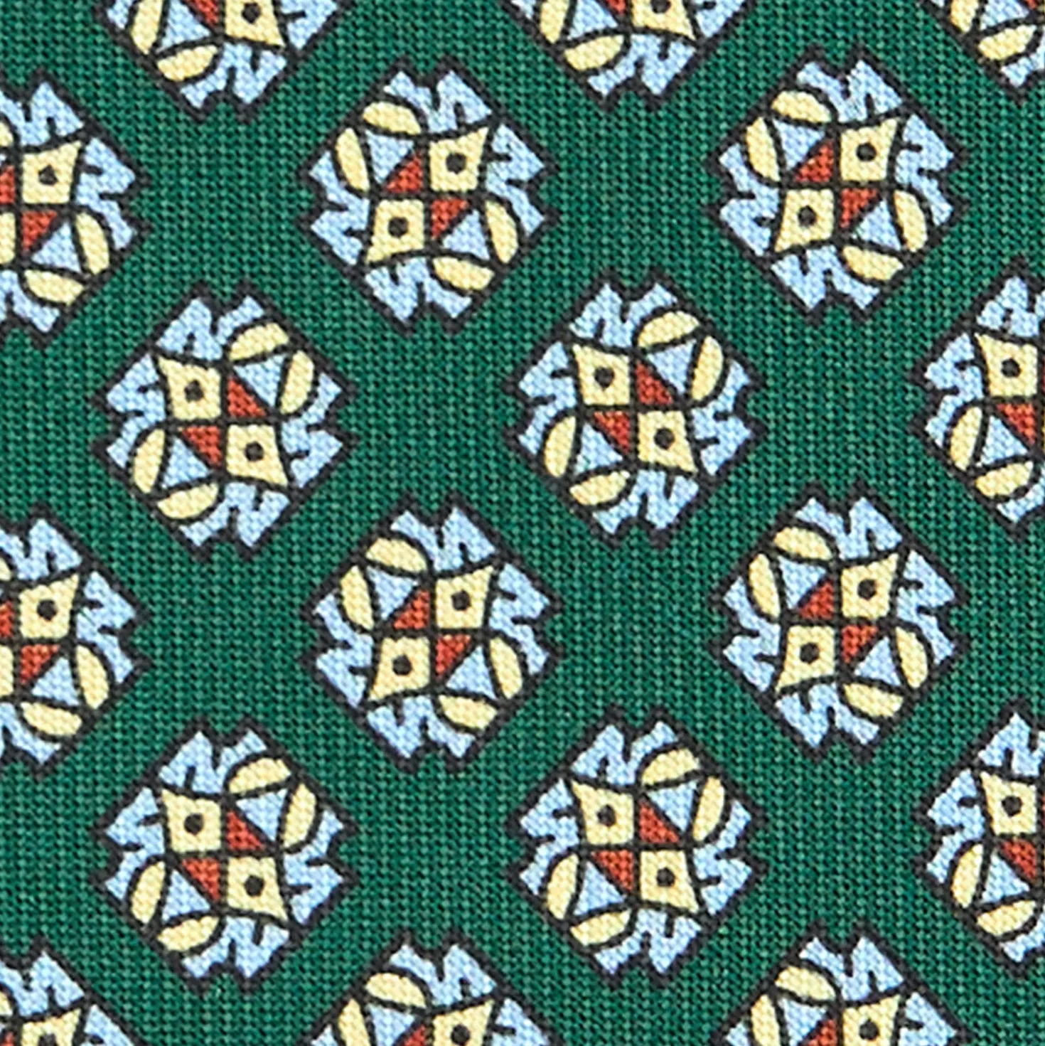 CRAVATTA SARTORIALE CLASSICA IN SETA VERDE SCURO Microfantasia fiore