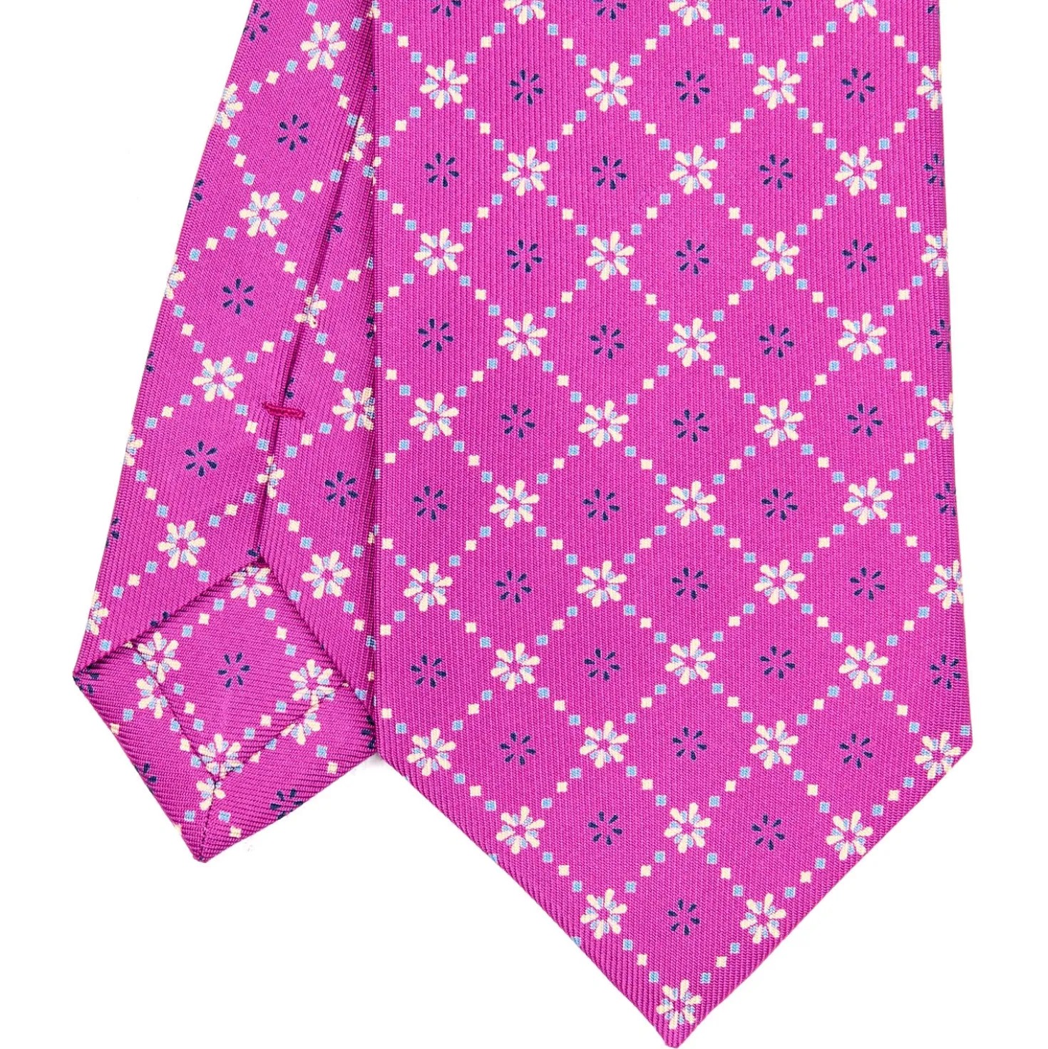 CRAVATTA SARTORIALE CLASSICA IN SETA FUCSIA Microfantasia fiore