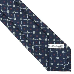 CRAVATTA SARTORIALE CLASSICA IN SETA BLU SCURO Microfantasia fiore