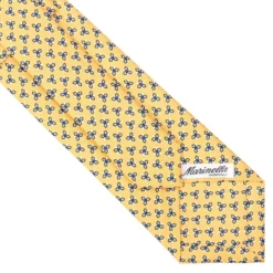 CRAVATTA SARTORIALE CLASSICA IN SETA GIALLA Microfantasia fiore