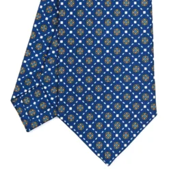 CRAVATTA SARTORIALE CLASSICA IN SETA BLU Microfantasia fiore