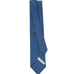 CRAVATTA SARTORIALE CLASSICA IN SETA BLU Microfantasia fiore