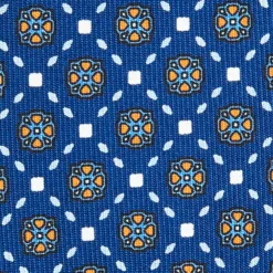 CRAVATTA SARTORIALE CLASSICA IN SETA BLU Microfantasia fiore