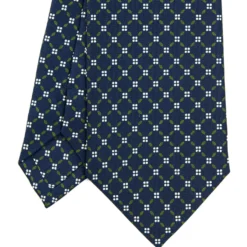 CRAVATTA SARTORIALE CLASSICA IN SETA BLU SCURO Microfantasia fiore
