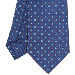 CRAVATTA SARTORIALE CLASSICA IN SETA BLU Microfantasia fiore