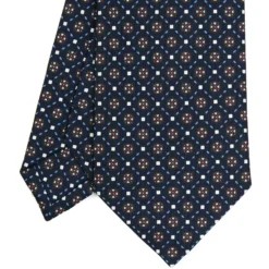 CRAVATTA SARTORIALE CLASSICA IN SETA BLU SCURO Microfantasia fiore