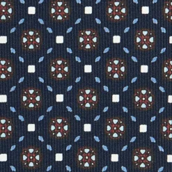 CRAVATTA SARTORIALE CLASSICA IN SETA BLU SCURO Microfantasia fiore