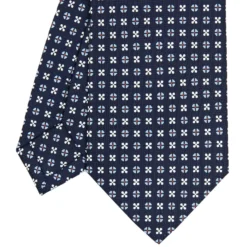 CRAVATTA SARTORIALE CLASSICA IN SETA BLU SCURO Microfantasia fiore