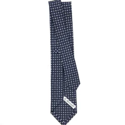 CRAVATTA SARTORIALE CLASSICA IN SETA BLU SCURO Microfantasia fiore