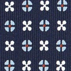 CRAVATTA SARTORIALE CLASSICA IN SETA BLU SCURO Microfantasia fiore