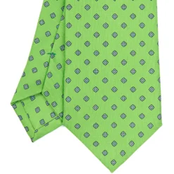 CRAVATTA SARTORIALE CLASSICA IN SETA VERDE CHIARO Microfantasia fiore