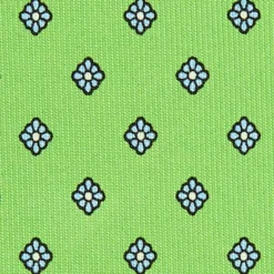 CRAVATTA SARTORIALE CLASSICA IN SETA VERDE CHIARO Microfantasia fiore