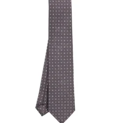 CRAVATTA SARTORIALE CLASSICA IN SETA GRIGIO SCURO Microfantasia fiore
