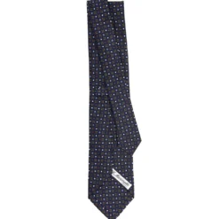CRAVATTA SARTORIALE CLASSICA IN SETA BLU SCURO Microfantasia fiore