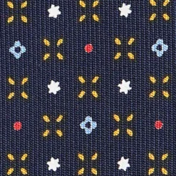 CRAVATTA SARTORIALE CLASSICA IN SETA BLU SCURO Microfantasia fiore