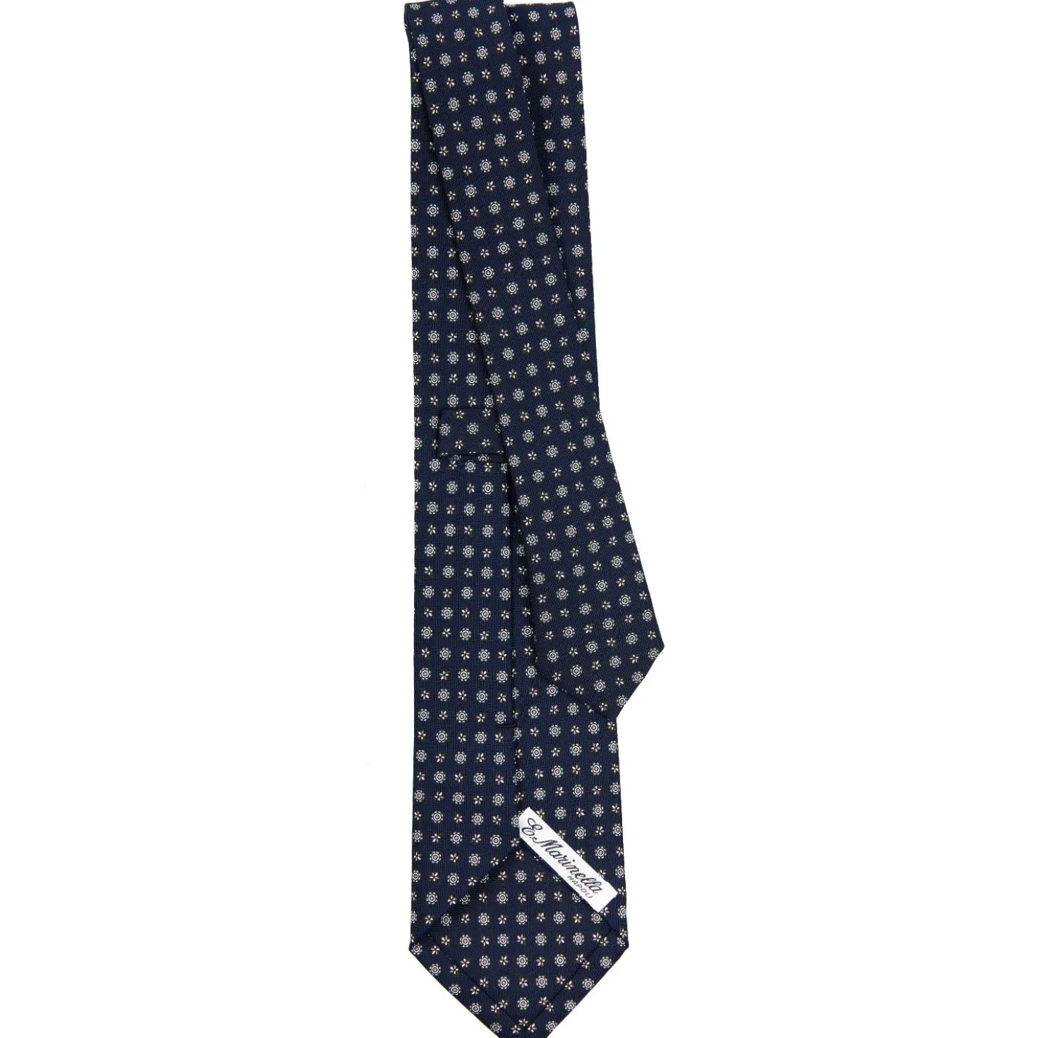 CRAVATTA SARTORIALE CLASSICA IN SETA BLU SCURO Microfantasia fiore