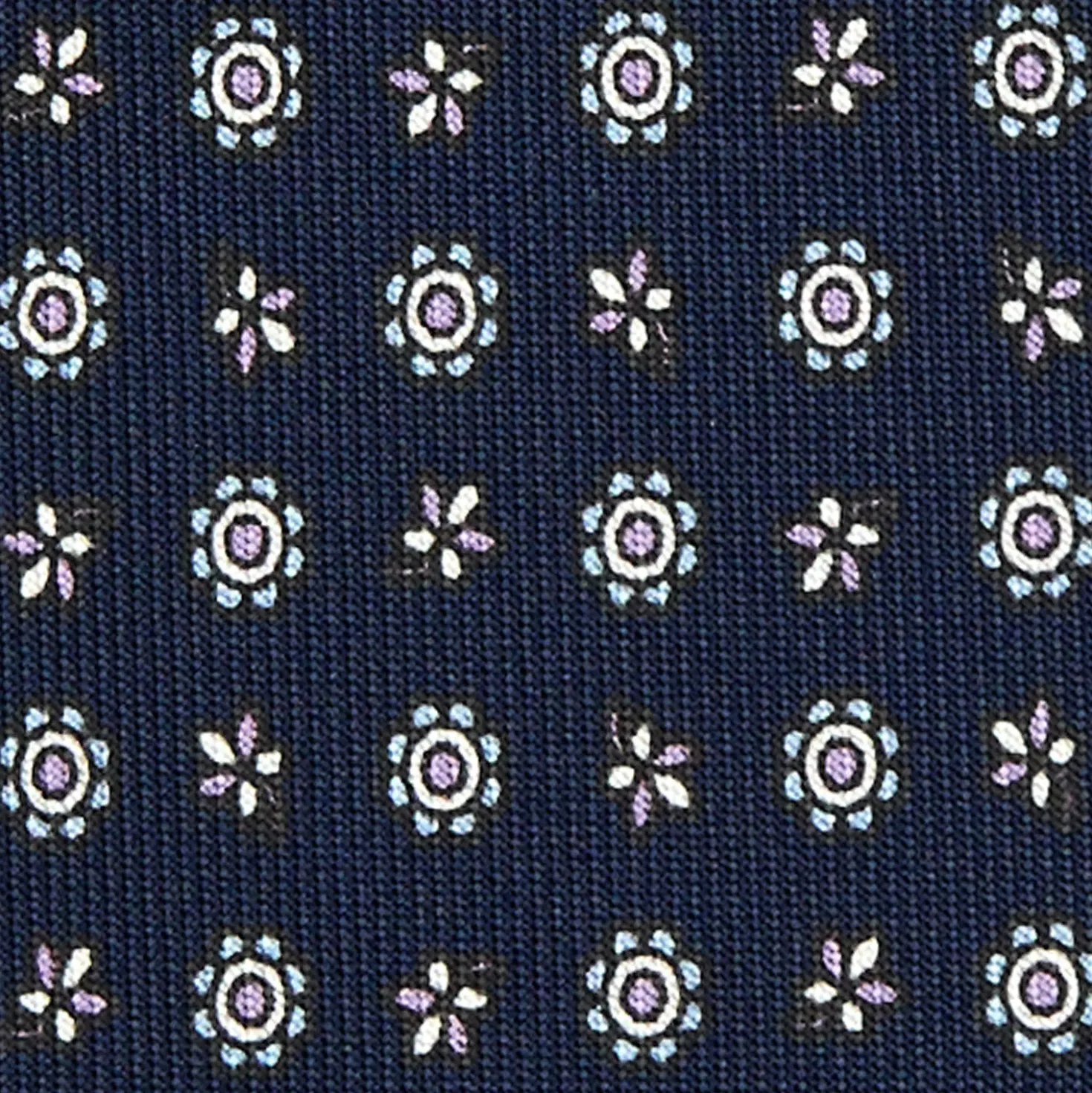 CRAVATTA SARTORIALE CLASSICA IN SETA BLU SCURO Microfantasia fiore