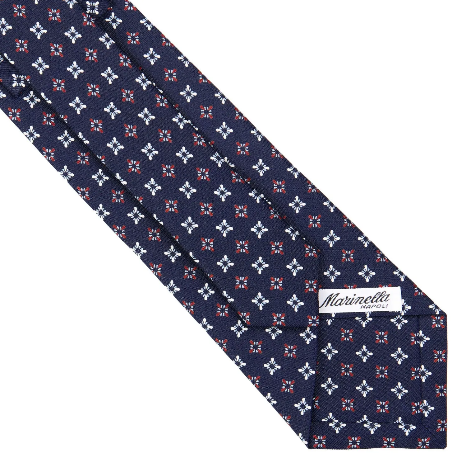 CRAVATTA SARTORIALE CLASSICA IN SETA BLU SCURO Microfantasia fiore