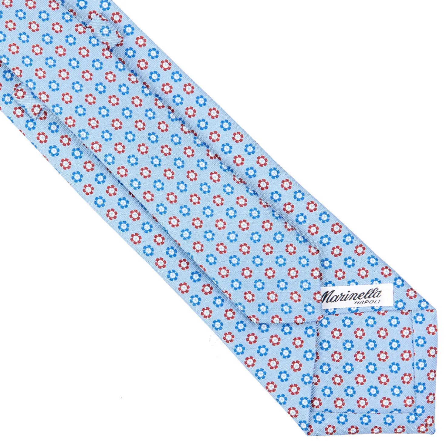CRAVATTA SARTORIALE CLASSICA IN SETA AZZURRA Microfantasia fiore