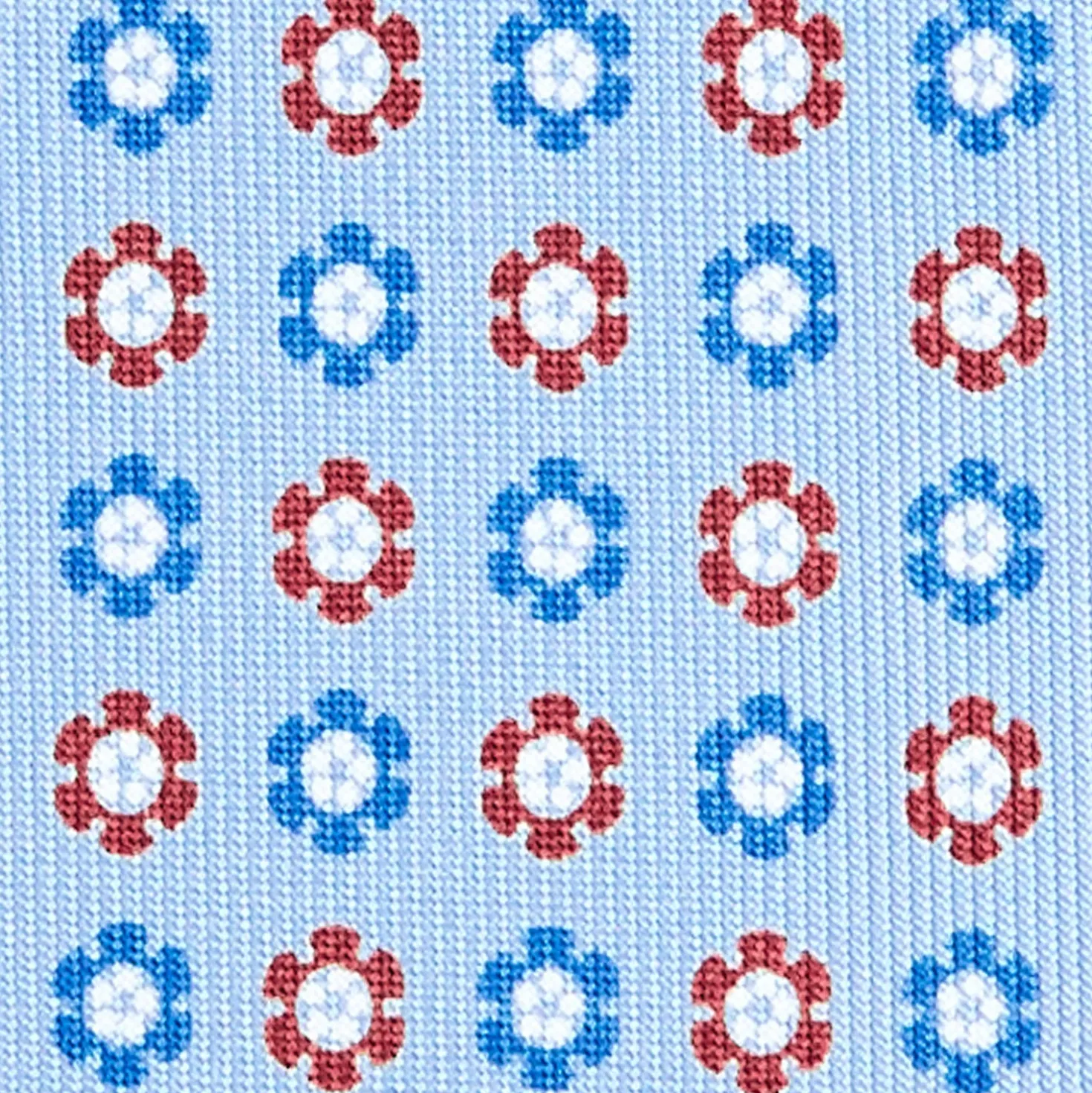 CRAVATTA SARTORIALE CLASSICA IN SETA AZZURRA Microfantasia fiore