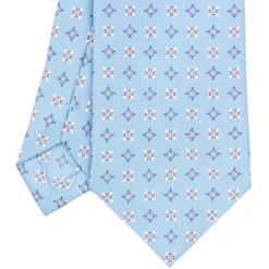 CRAVATTA SARTORIALE CLASSICA IN SETA AZZURRA Microfantasia fiore