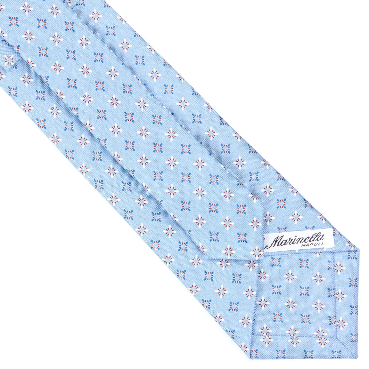 CRAVATTA SARTORIALE CLASSICA IN SETA AZZURRA Microfantasia fiore
