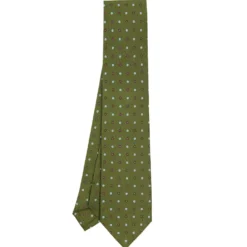 CRAVATTA SARTORIALE CLASSICA IN SETA VERDE OLIVA Microfantasia fiore
