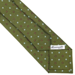CRAVATTA SARTORIALE CLASSICA IN SETA VERDE OLIVA Microfantasia fiore