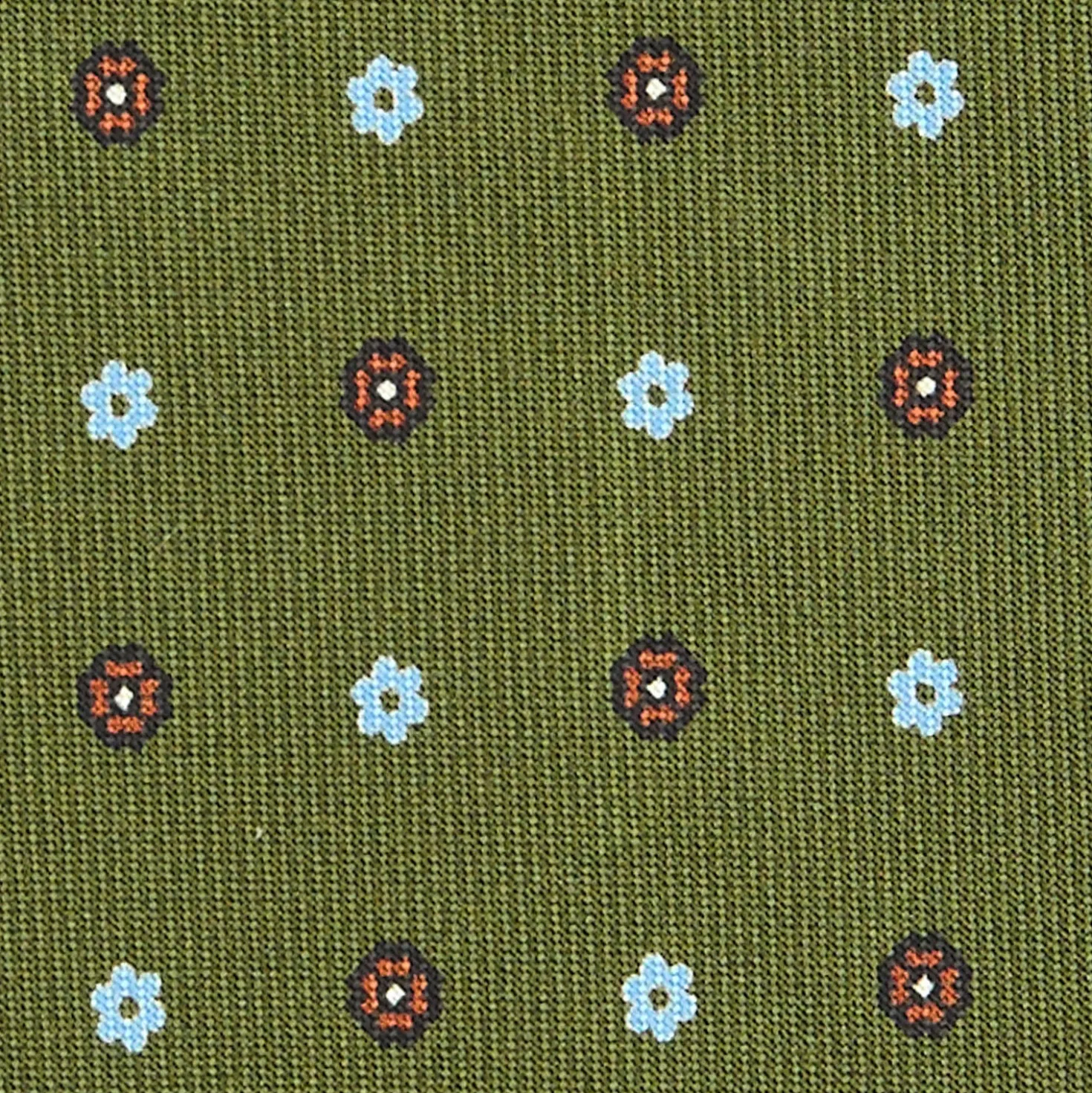 CRAVATTA SARTORIALE CLASSICA IN SETA VERDE OLIVA Microfantasia fiore