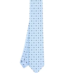 CRAVATTA SARTORIALE CLASSICA IN SETA AZZURRA Microfantasia fiore