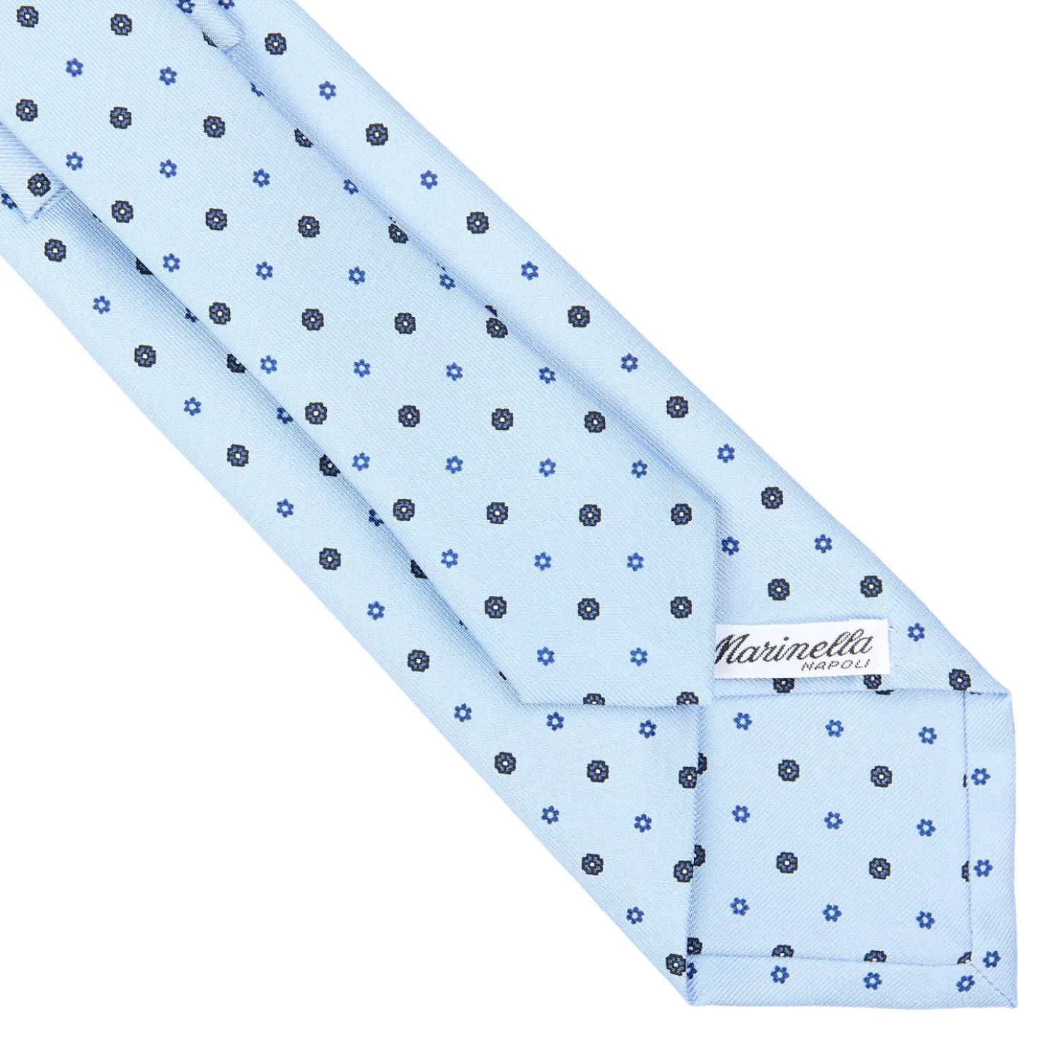 CRAVATTA SARTORIALE CLASSICA IN SETA AZZURRA Microfantasia fiore