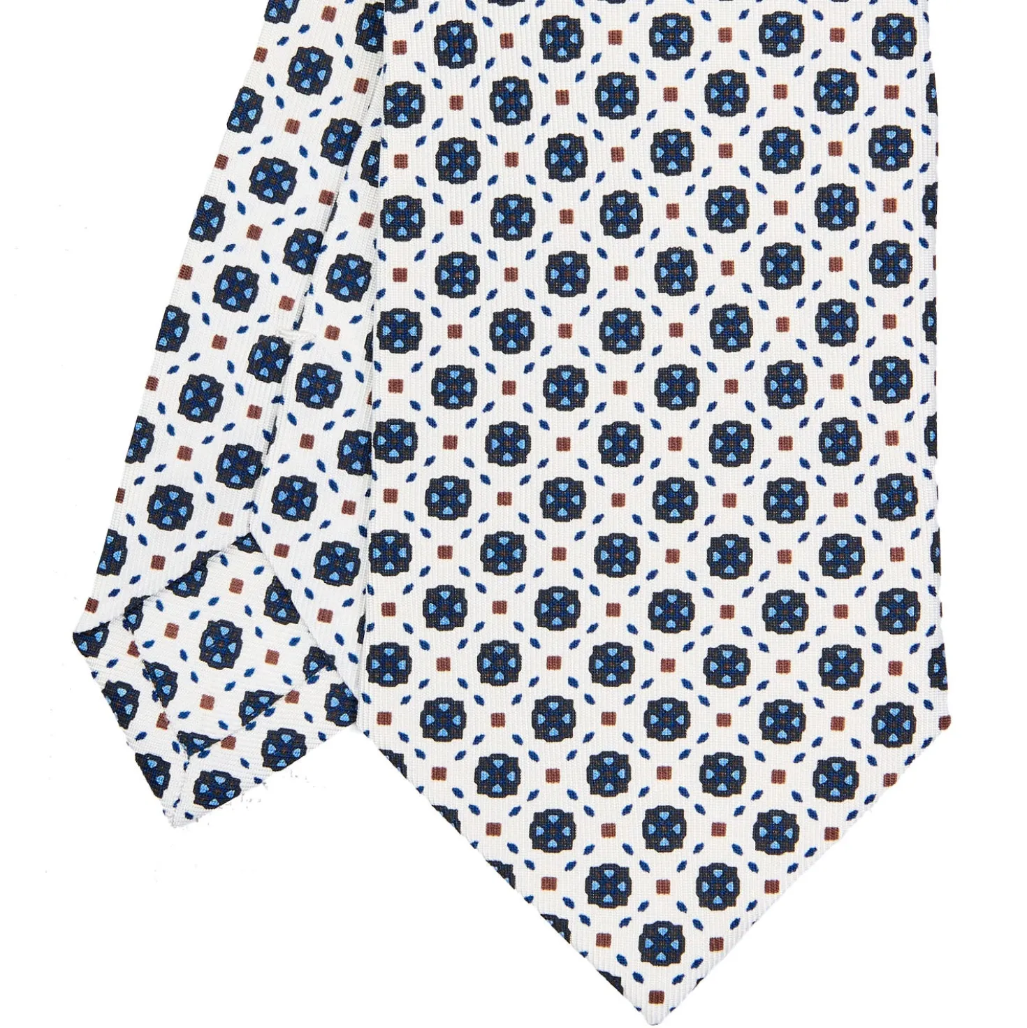 CRAVATTA SARTORIALE CLASSICA IN SETA BIANCA Microfantasia fiore