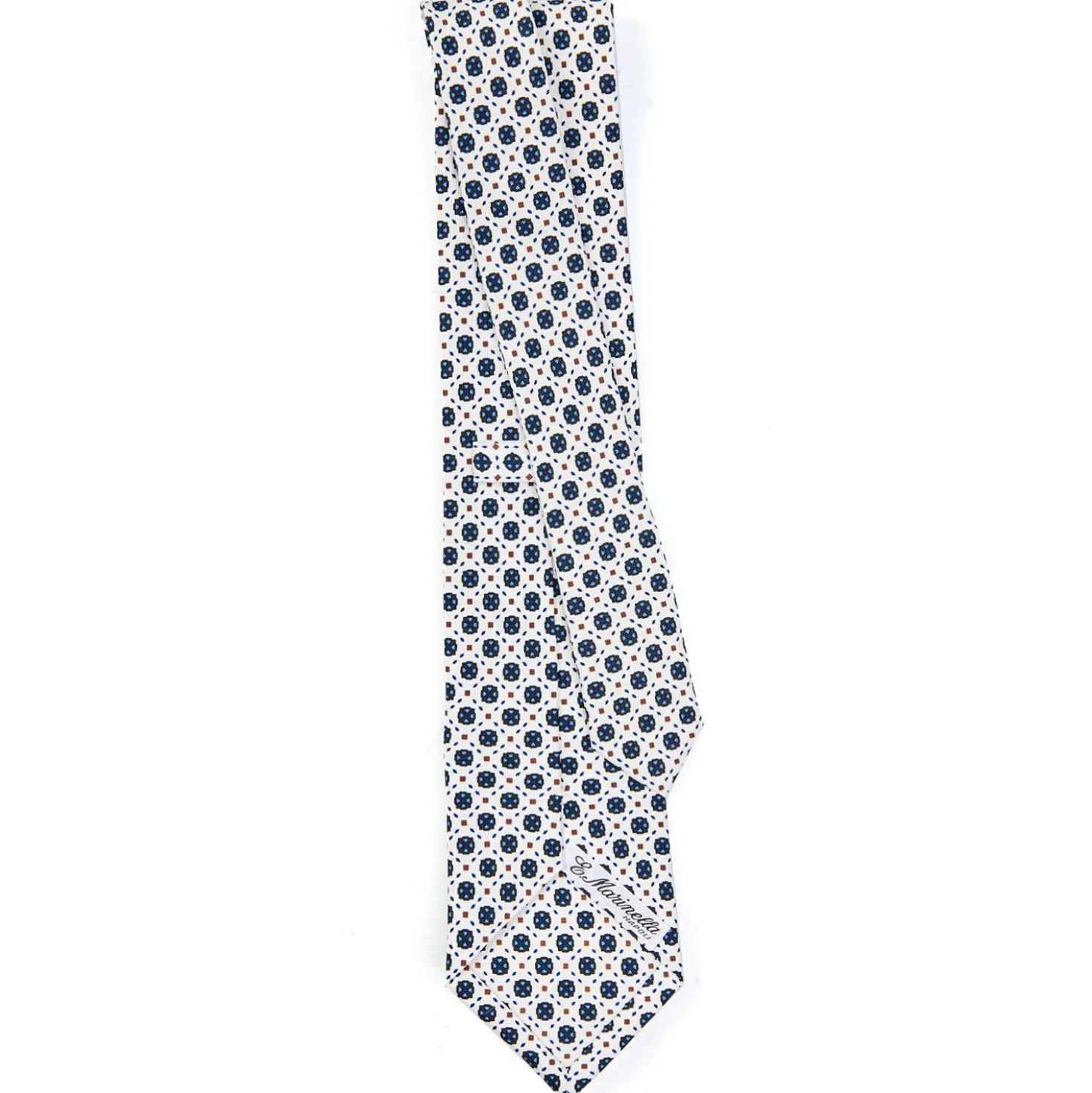 CRAVATTA SARTORIALE CLASSICA IN SETA BIANCA Microfantasia fiore