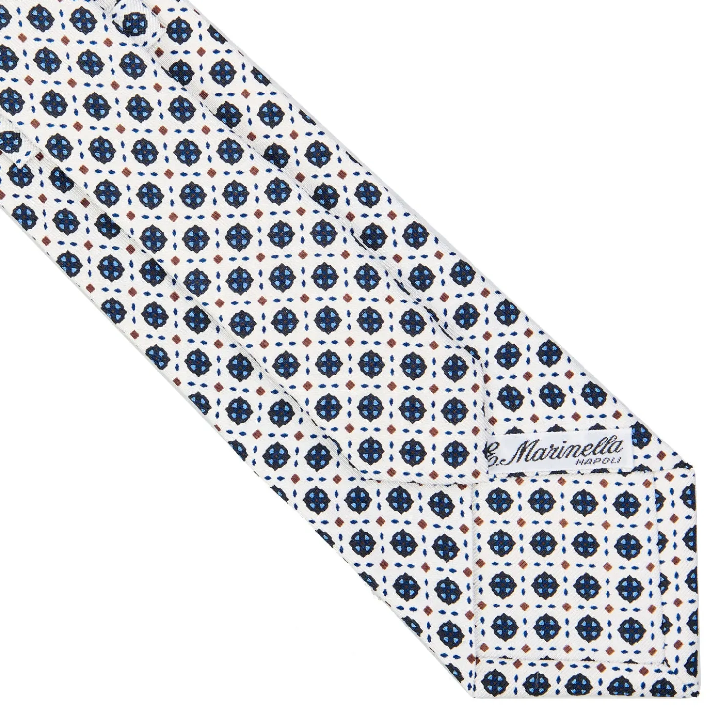 CRAVATTA SARTORIALE CLASSICA IN SETA BIANCA Microfantasia fiore