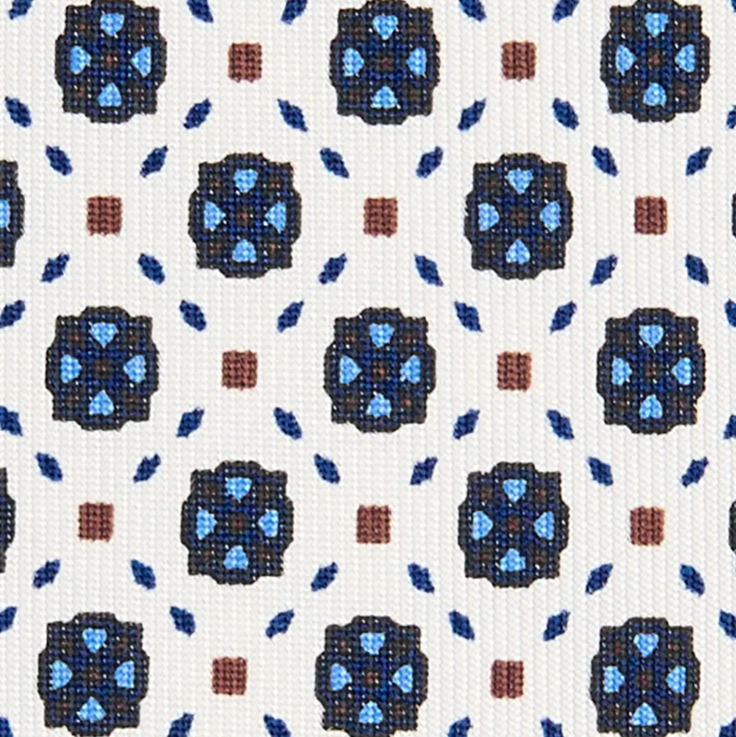 CRAVATTA SARTORIALE CLASSICA IN SETA BIANCA Microfantasia fiore