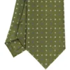 CRAVATTA SARTORIALE CLASSICA IN SETA VERDE OLIVA Microfantasia fiore