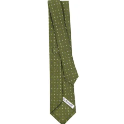 CRAVATTA SARTORIALE CLASSICA IN SETA VERDE OLIVA Microfantasia fiore