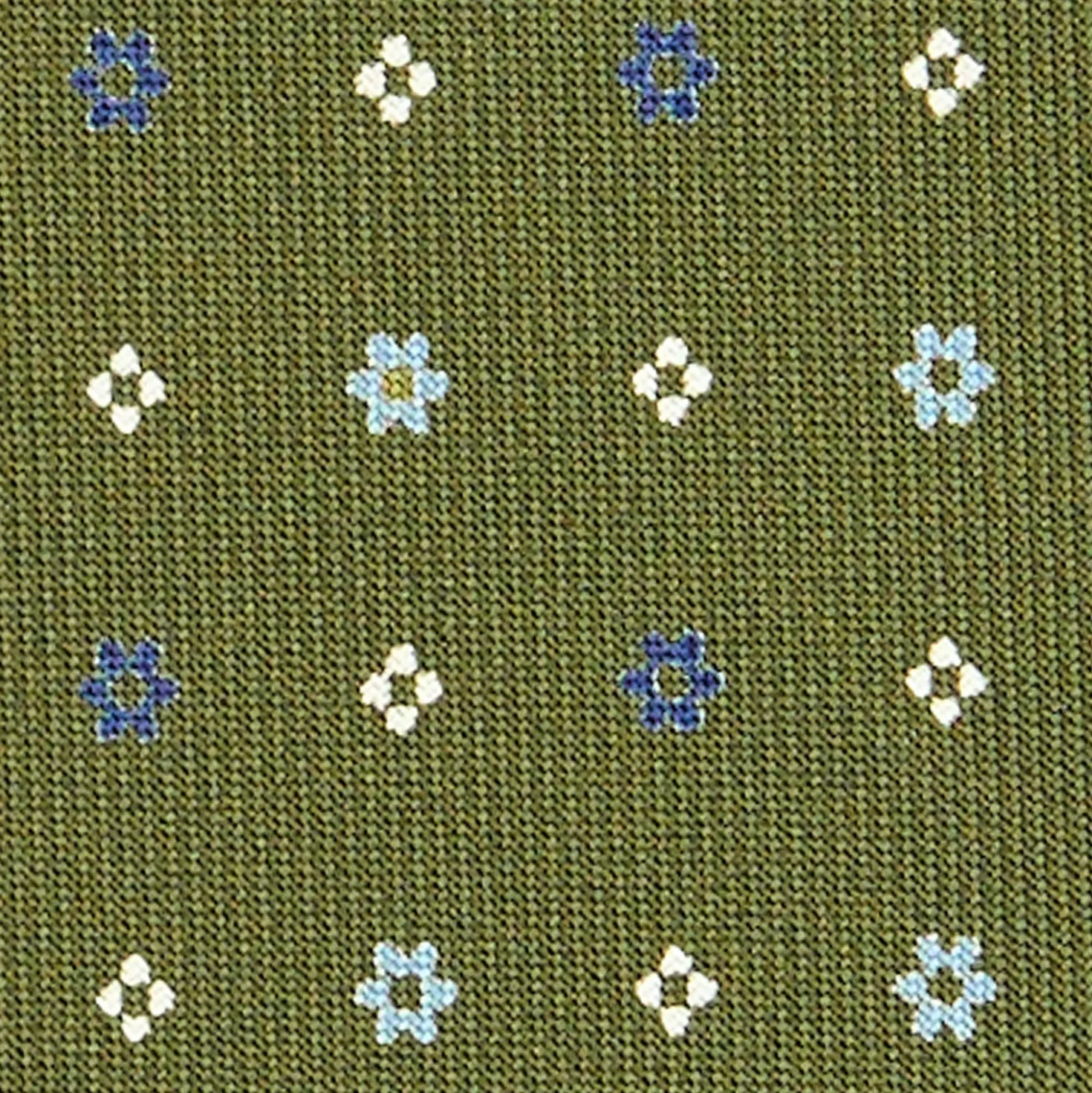 CRAVATTA SARTORIALE CLASSICA IN SETA VERDE OLIVA Microfantasia fiore