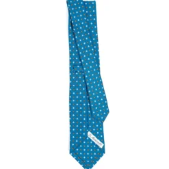 CRAVATTA SARTORIALE CLASSICA IN SETA BLU MEDIO Microfantasia fiore