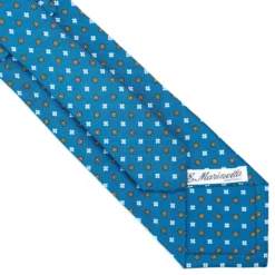 CRAVATTA SARTORIALE CLASSICA IN SETA BLU MEDIO Microfantasia fiore