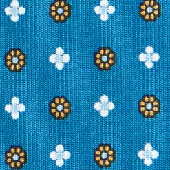 CRAVATTA SARTORIALE CLASSICA IN SETA BLU MEDIO Microfantasia fiore