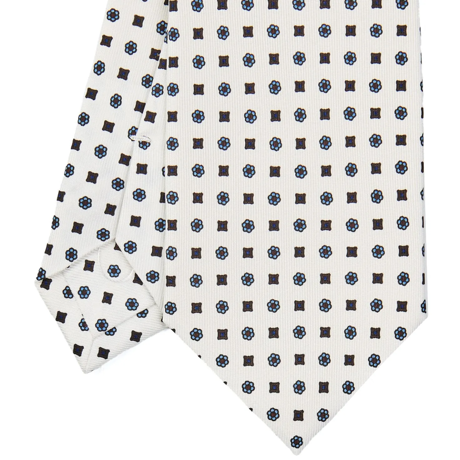 CRAVATTA SARTORIALE CLASSICA IN SETA BIANCA Microfantasia fiore